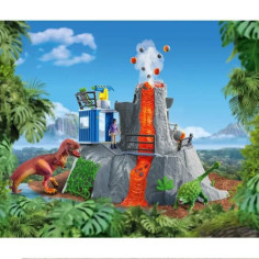  1 figurine de chercheuse et 2 jouets dinosaures