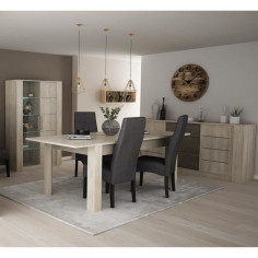 DEMEYERE Ensemble Séjour Table a manger 170 cm + Enfilade 2 portes + Vitrine 1 porte