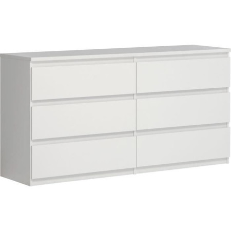 Commode CHELSEA 6 Tiroirs - Couleur blanc mat - L 154 x P 42