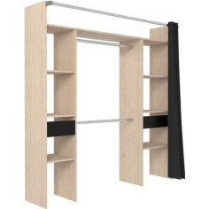 Dressing ARTIC avec rideau - L 198 x H 203 cm - 2 colonnes + 2 penderies + 2 tiroirs