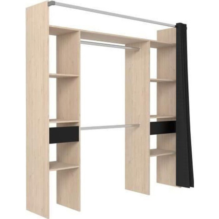 Dressing ARTIC avec rideau - L 198 x H 203 cm - 2 colonnes + 2 penderies + 2 tiroirs