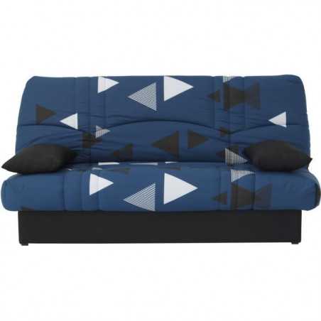 Canapé convertible clic clac 3 places - Tissu motif Bikini bleu - L 190 x P 92 cm - DREAM - Style Contemporain