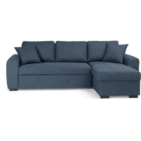 Canapé d'angle convertible réversible - 4 places - Tissu Bleu - HAMILTON - L 244 x P