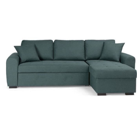 Canapé d'angle convertible réversible 4 places - Tissu Vert - L 244 x P 151 x H 90 -