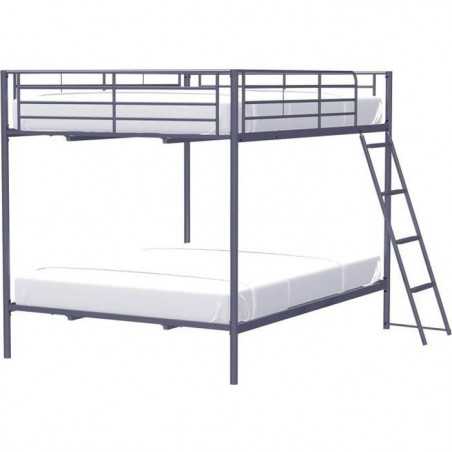 Lits superposés en métal - Dark Grey - Sommiers inclus - 2 x 140 x 190 cm - ALICE