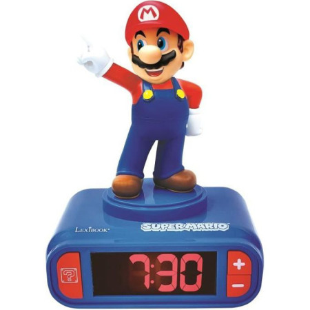 Réveil veilleuse digital LEXIBOOK - Super Mario - 3D lumineux et sonore - Bleu et rouge - Enfant