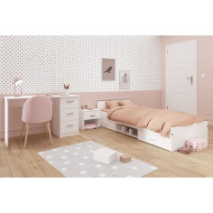 Chambre complete enfant 3 pieces ZODIAC - Lit + chevet + bureau - Décor blanc mat - PARISOT Chambre complete enfant 3 pieces ZODIAC - Lit + chevet + bureau - Décor blanc mat - PARISOT