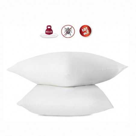 Lot de 2 oreillers anti-acariens - 60 x 60 cm - 100% coton traité Biome - ABEIL