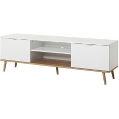 Meuble TV scandinave GÖTEBORG - Blanc - 2 Portes - L 160 x P 40 x H 50 cm Meuble TV scandinave GÖTEBORG - Blanc - 2 Portes - L 160 x P 40 x H 50 cm