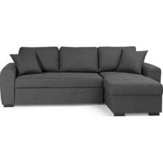 Canapé d'angle convertible réversible 4 places - Tissu gris - L 244 x P 151 x H 90 -