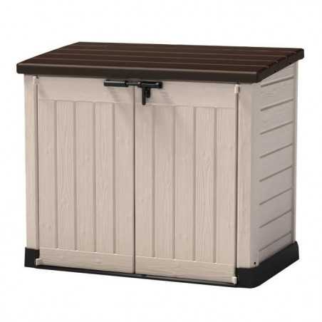Coffre de rangement extérieur KETER en résine 1200 litres Beige et marron - Range Poubelles ou vélo