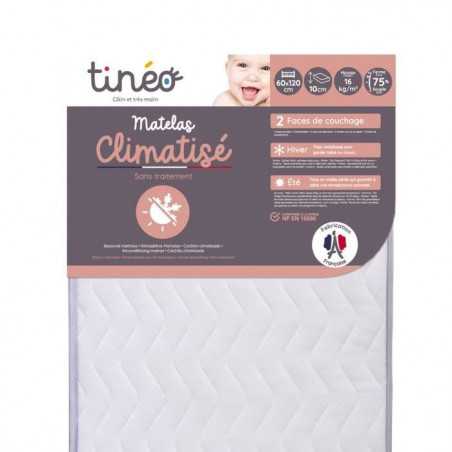 Matelas Climatisé 60x120x10cm - Matelas Bébé - Climatisé - 1 Face Été - 1 Face Hiver - Sans Traitement - Fabriqué En France
