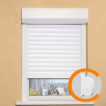 Volet roulant H155 x L120 cm PVC recoupable en largeur et hauteur - Manoeuvre manuell
