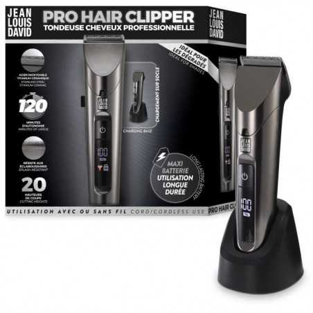 Tondeuse cheveux - JEAN LOUIS DAVID - Pro Hair Clipper - 20 Hauteurs de Coupe - Batterie Lithium Ion - Grande Autonomie