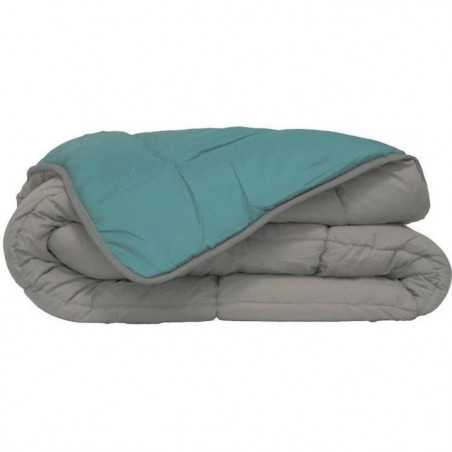 CALGARY - Couette Chaude Microfibre 400gr/m² - Beige Galet & Vert Lac- 140 x 200 cm