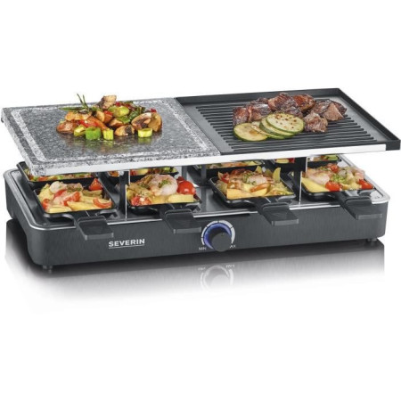 Raclette Gril SEVERIN - RG2376 - 8 personnes - Pierre de Cuisson Naturelle et Plaque