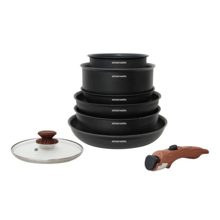 Batterie de cuisine 8 pieces ARTHUR MARTIN - Aluminium - Poignée Bois - Tous feux dont induction