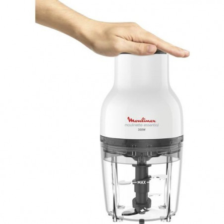 MOULINEX DJ520110 Moulinette Essential, Hachoir 300 W, Bol 400 ml, 4 lames en acier inoxydable, Mini mixeur viande, Découpe légu