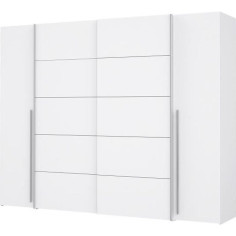 Armoire - Blanc mat - 2 portes battantes + 2 portes coulissantes - L 270 Armoire - Blanc mat - 2 portes battantes + 2 portes coulissantes - L 270