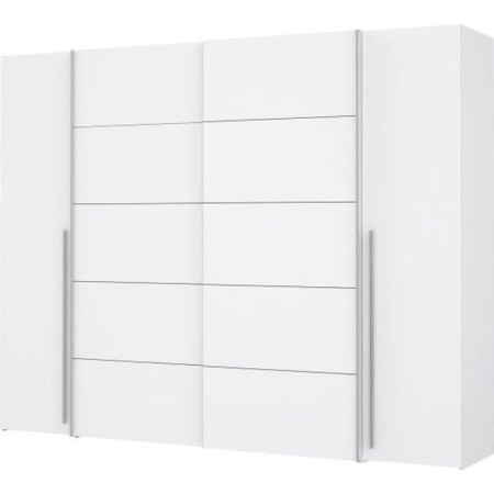 Armoire - Blanc mat - 2 portes battantes + 2 portes coulissantes - L 270
