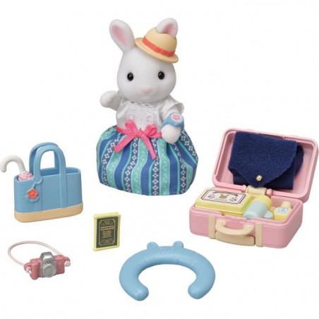 Figurine miniature - Maman Lapin neige et sa valise de weekend - SYLVANIAN FAMILIES