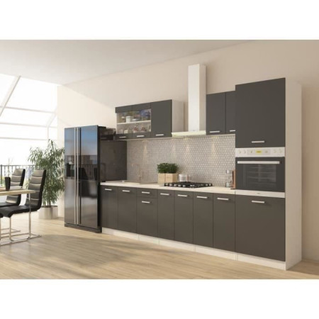 ULTRA Cuisine complete avec colonne four et plan de travail inclus - L 300 cm - 9 élé