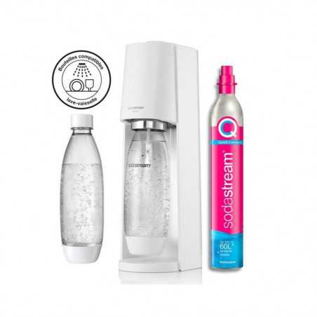 Machine a soda et eau pétillante SODASTREAM - TERRA Blanche - 1 bouteille compatible lave-vaisselle - 1 recharge de gaz 60L