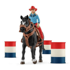 SCHLEICH - Cowgirl et Tonneaux de Racing - 42576 - Gamme Farm World SCHLEICH - Cowgirl et Tonneaux de Racing - 42576 - Gamme Farm World