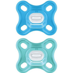 MAM Comfort Sucette Physiologique +0m Bleu Lot de 2 + Boîte de Conservation