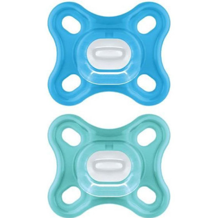 MAM Comfort Sucette Physiologique +0m Bleu Lot de 2 + Boîte de Conservation