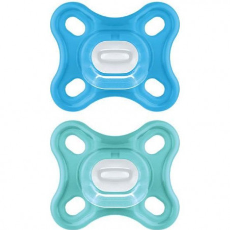 MAM Comfort Sucette Physiologique +0m Bleu Lot de 2 + Boîte de Conservation