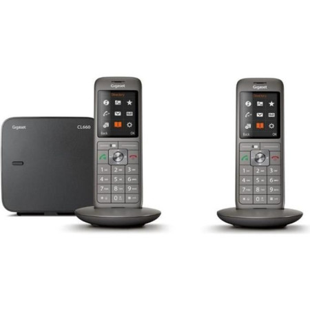 Téléphone Fixe sans fil - GIGASET CL 660 Duo Anthracite - Écran couleur rétroéclairé