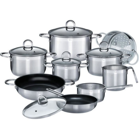 GSW Alara - Batterie de cuisine 14 pieces en acier inoxydable - Tous feux dont induction