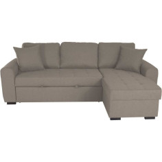Canapé d'angle convertible réversible 4 places - Tissu beige - L 244 x P 151 x H 90 -