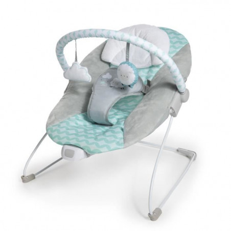 INGENUITY Transat bébé Nuages Goji, Vibrations apaisantes, Arche d'éveil avec 2 peluches, Cale tete amovible, cadeau bébé