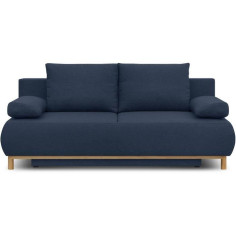 Banquette convertible 3 places MIKA - Tissu bleu foncé - Coffre de rangement - L 192
