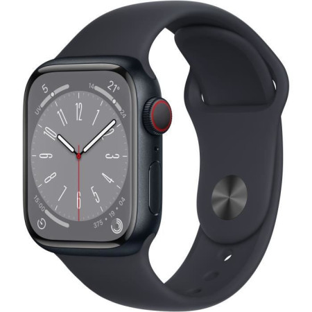 Apple Watch Series 8 GPS + Cellular - 41mm - Boîtier Midnight Aluminium - Bracelet Mi