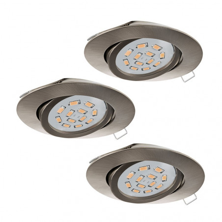 Spot plafonnier encastrable Tedo nickel LED GU10 5W - lot de 3