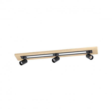 Plafonnier bimatière Torrestralle acier et bois, LED GU10 2X12W