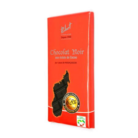 CHOCOLATERIE ROBERT Tablette de Chocolat Noir 68% Aux Eclats De Cacao 75 g Antananarivo Madagascar