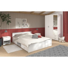 Chambre complete ZODIAC : Lit 140x190 avec tiroir + Armoire 3 portes et 2 tiroirs + 2 Chambre complete ZODIAC : Lit 140x190 avec tiroir + Armoire 3 portes et 2 tiroirs + 2