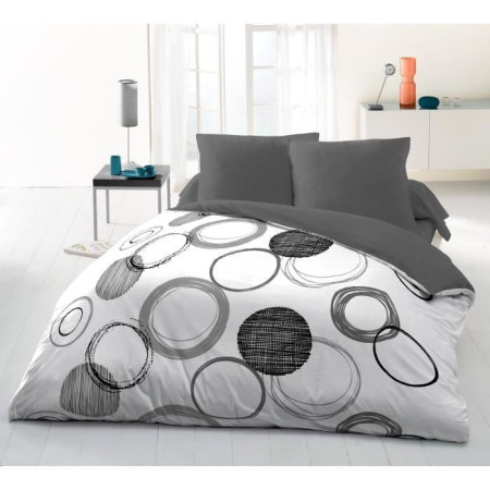 Parure de couette microfibre Audace - 1 housse de couette 240x260 cm + 2 taies d'orei