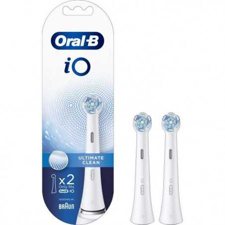 Tetes de brosse Oral-B iO Ultimate Clean - Pack X2 - Élimination de la plaque dentaire a 100% des le jour 1