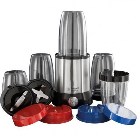 RUSSELL HOBBS 23180-56 Blender Mixeur Nutriboost Compact Multifonctions 700W Inox Brossé, Préparations Vitaminées, 15 Accesso