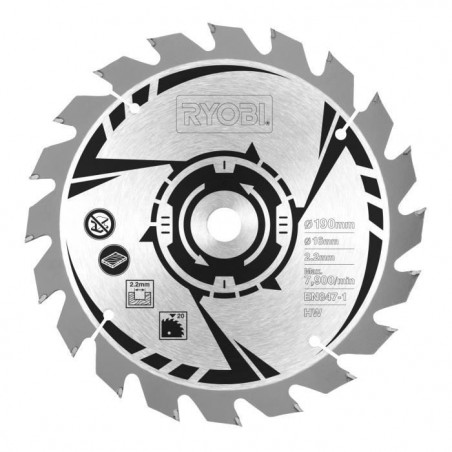 RYOBI - Scie circulaire 18V ONE+ - diam. 165 mm x 16 mm - 4 700 tr/min - Livrée avec 1 lame 24 dents - R18CS-0