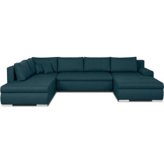 Canapé d'angle panoramique convertible -7 places - INDIAN - Tissu 100% polyester - Bl