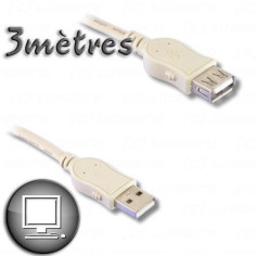 Câble Rallonge USB 2.0 A mâle / A femelle 3m Câble Rallonge USB 2.0 A mâle / A femelle 3m