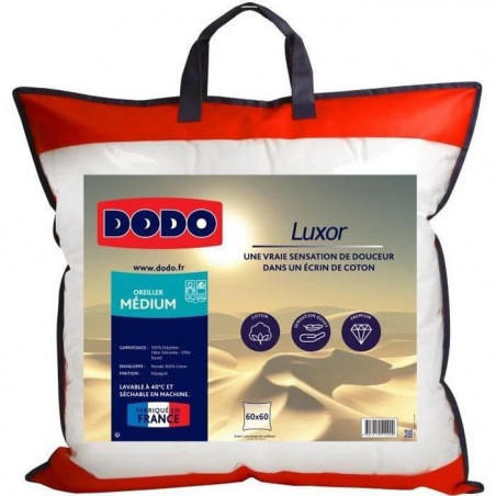 Oreiller 100% Coton - Luxor - DODO - 60 x 60 cm - Blanc