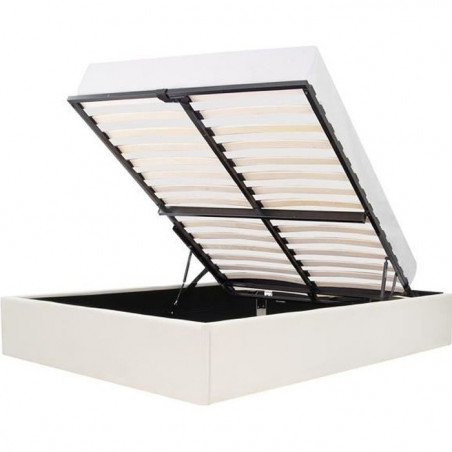 Lit coffre adulte 140 x 190 cm - Tissu Beige - ECLIPSE
