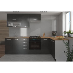 LASSEN Cuisine complete d'angle 240x165 cm avec plan de travail - Angles réversible -
